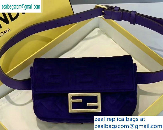 Fendi Velvet Embossed FF Motif Baguette Belt Bag Purple 2019