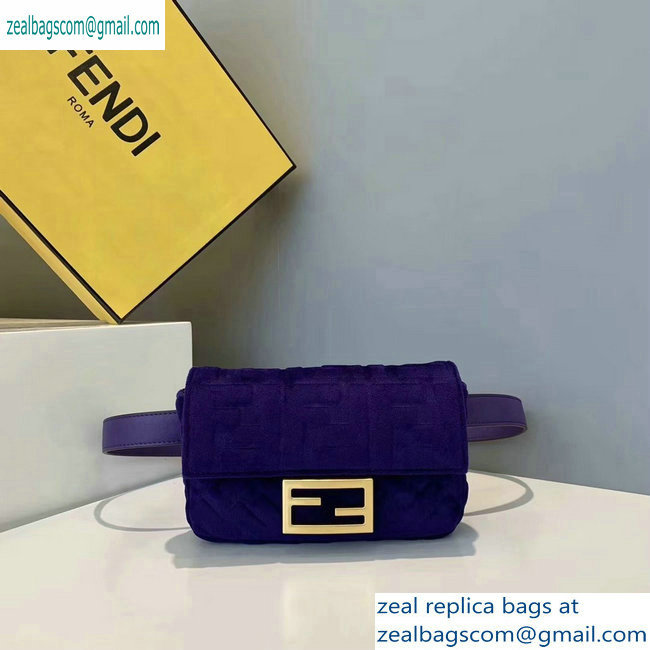 Fendi Velvet Embossed FF Motif Baguette Belt Bag Purple 2019 - Click Image to Close