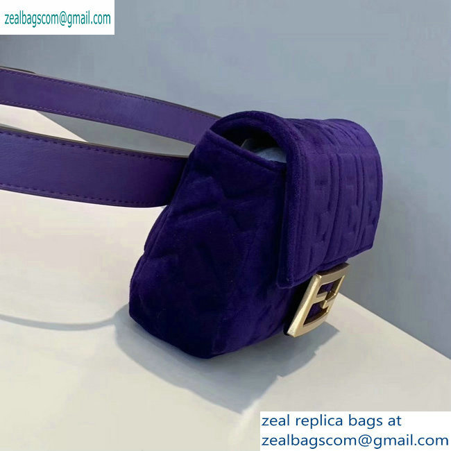 Fendi Velvet Embossed FF Motif Baguette Belt Bag Purple 2019