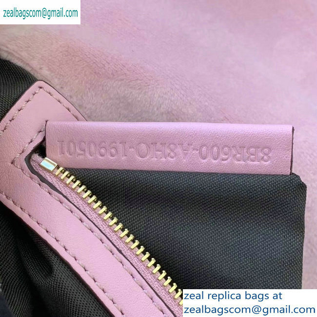 Fendi Velvet Embossed FF Motif Baguette Medium Bag Pink 2019