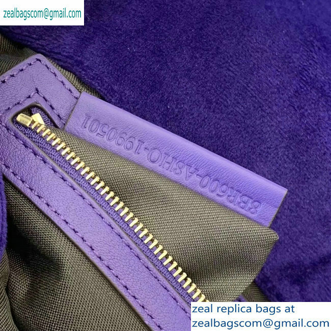 Fendi Velvet Embossed FF Motif Baguette Medium Bag Purple 2019