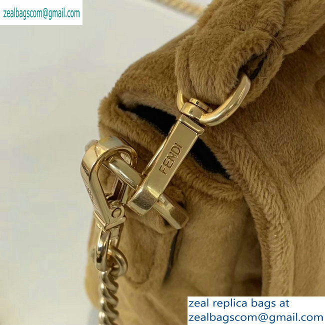 Fendi Velvet Embossed FF Motif Baguette Mini Bag Brown 2019
