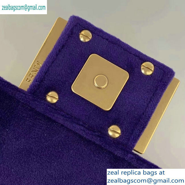 Fendi Velvet Embossed FF Motif Baguette Mini Bag Purple 2019