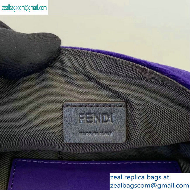 Fendi Velvet Embossed FF Motif Baguette Mini Bag Purple 2019