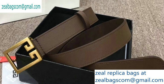 Givenchy Width 3cm Leather Belt Coffee with Double G Buckle