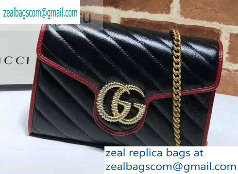 Gucci Diagonal GG Marmont Mini Shoulder Bag 573807/474575 Black 2019 - Click Image to Close