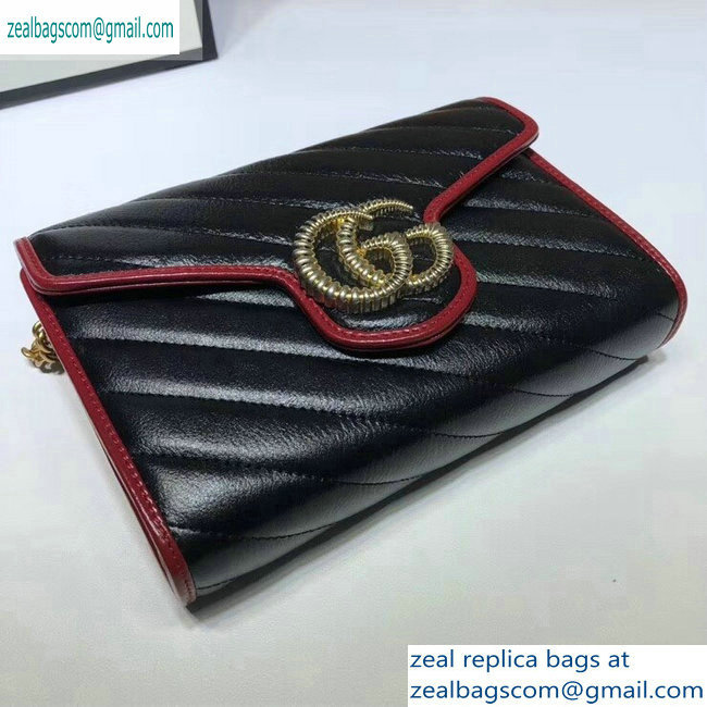Gucci Diagonal GG Marmont Mini Shoulder Bag 573807/474575 Black 2019 - Click Image to Close
