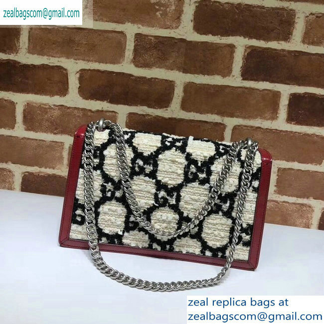 Gucci Dionysus GG Tweed Small Shoulder Bag 400249 White/Black 2019