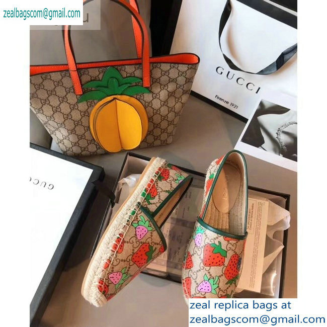 Gucci GG Strawberry Print Espadrilles 2019 - Click Image to Close