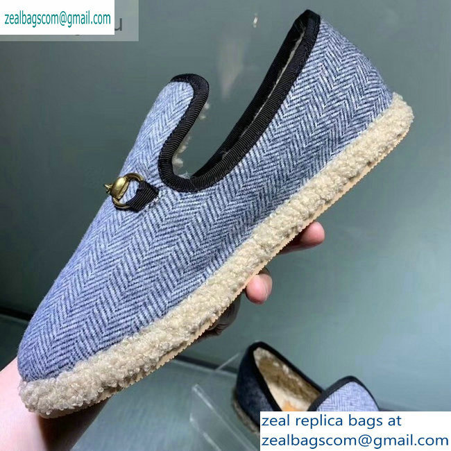 Gucci Horsebit Merino Wool Lining Loafers 575850 Denim Blue 2019