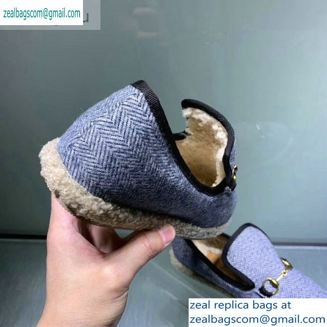 Gucci Horsebit Merino Wool Lining Loafers 575850 Denim Blue 2019 - Click Image to Close