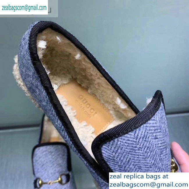 Gucci Horsebit Merino Wool Lining Loafers 575850 Denim Blue 2019 - Click Image to Close