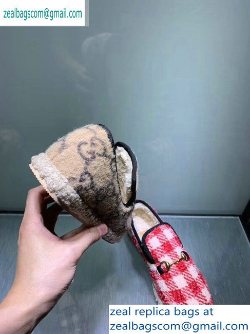 Gucci Horsebit Merino Wool Lining Loafers 575850 GG Wool Beige 2019