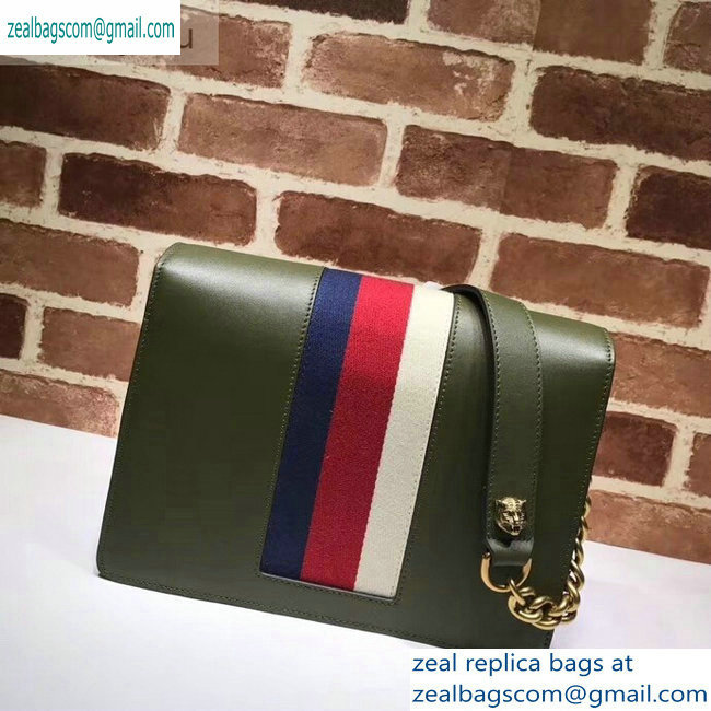 Gucci Web GG Marmont Leather Shoulder Bag 476468 Army Green