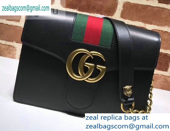 Gucci Web GG Marmont Leather Shoulder Bag 476468 Black