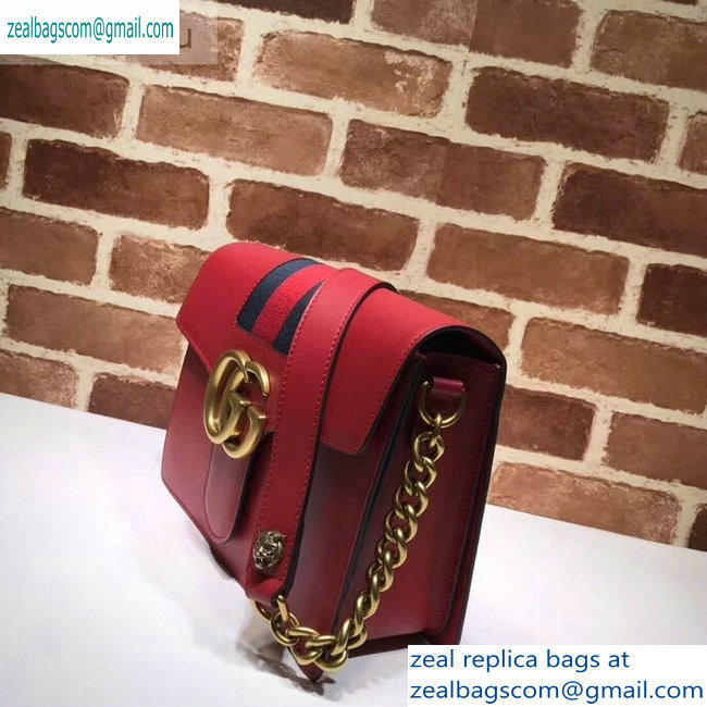Gucci Web GG Marmont Leather Shoulder Bag 476468 Red - Click Image to Close
