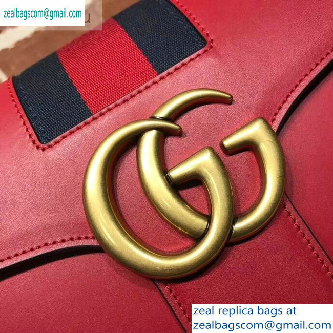 Gucci Web GG Marmont Leather Shoulder Bag 476468 Red