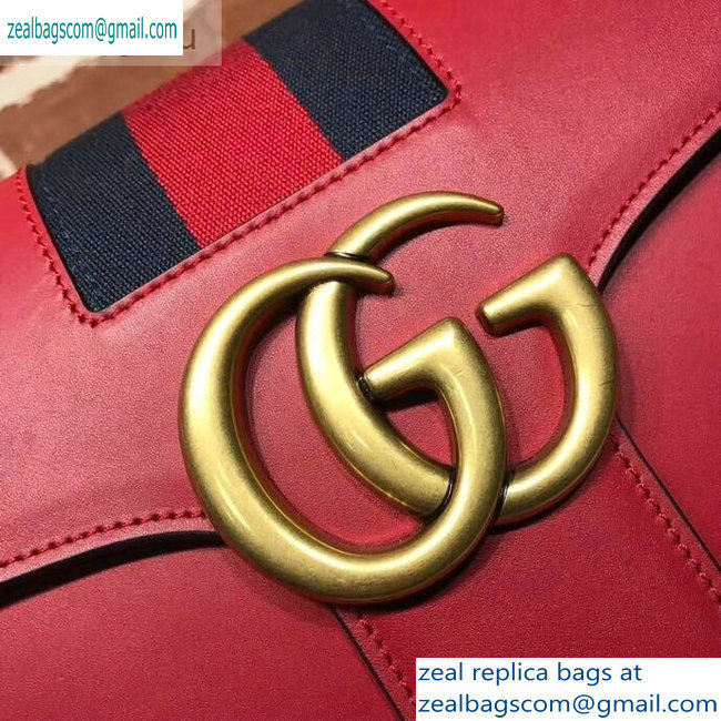 Gucci Web GG Marmont Leather Shoulder Bag 476468 Red - Click Image to Close