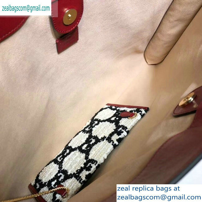 Gucci Web Rajah GG Tweed Large Tote Bag 537219 White/Black 2019