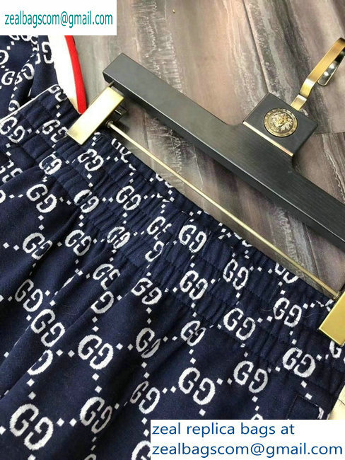 Gucci Web Trim GG Jacket and Pants Suit Dark Blue/White 2019