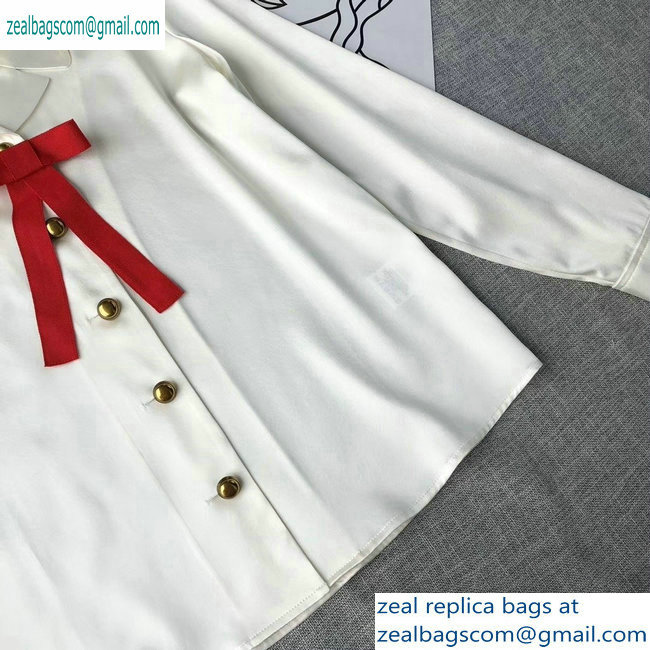 Gucci White Shirt with Red Bow 2019 - Click Image to Close