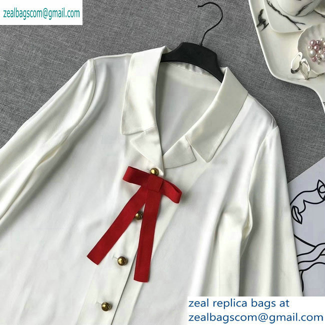 Gucci White Shirt with Red Bow 2019