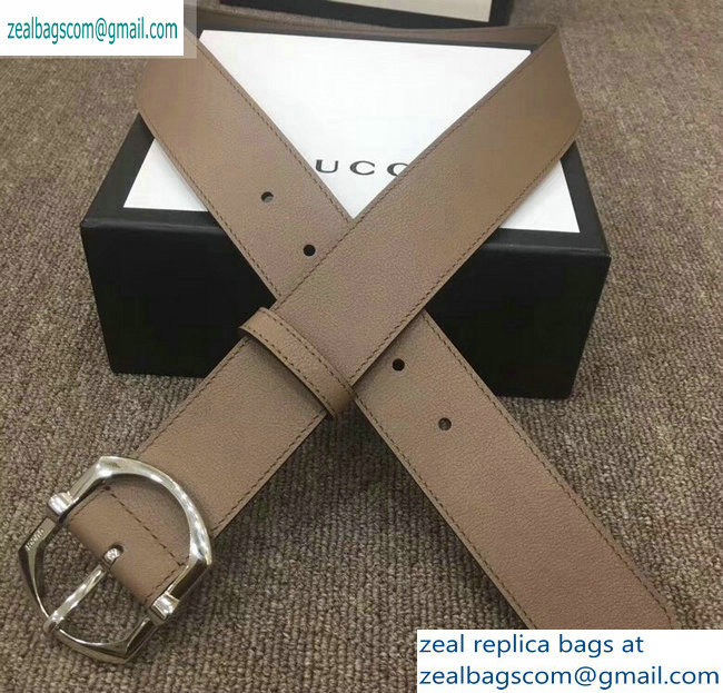 Gucci Width 4cm Leather Belt Nude with Square Buckle