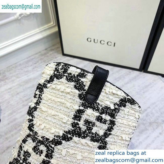 Gucci Zumi Tweed Knee Boots 577652 GG White 2019