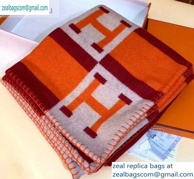 Hermes Avalon H Bayadere Throw Blanket Orange/Purple - Click Image to Close