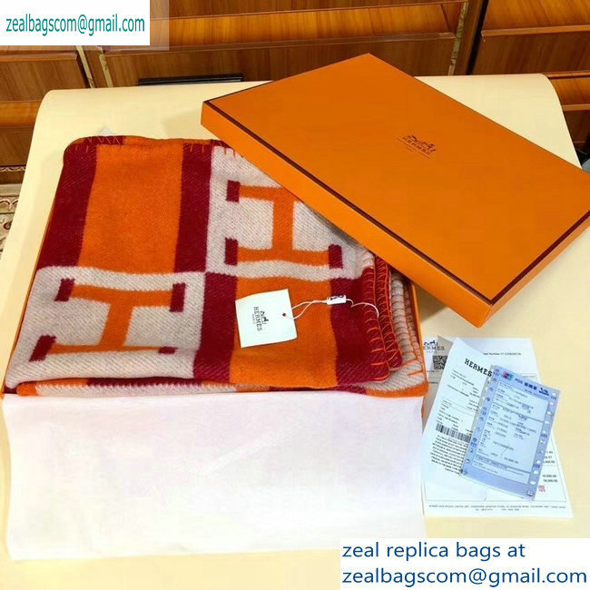 Hermes Avalon H Bayadere Throw Blanket Orange/Purple