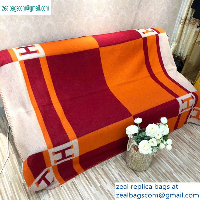 Hermes Avalon H Bayadere Throw Blanket Orange/Purple - Click Image to Close