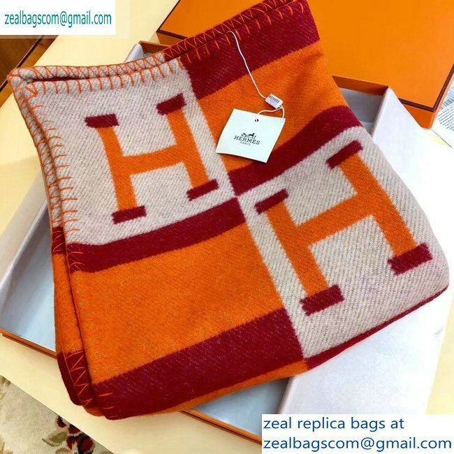 Hermes Avalon H Bayadere Throw Blanket Orange/Purple - Click Image to Close