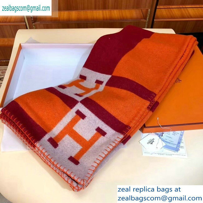 Hermes Avalon H Bayadere Throw Blanket Orange/Purple - Click Image to Close