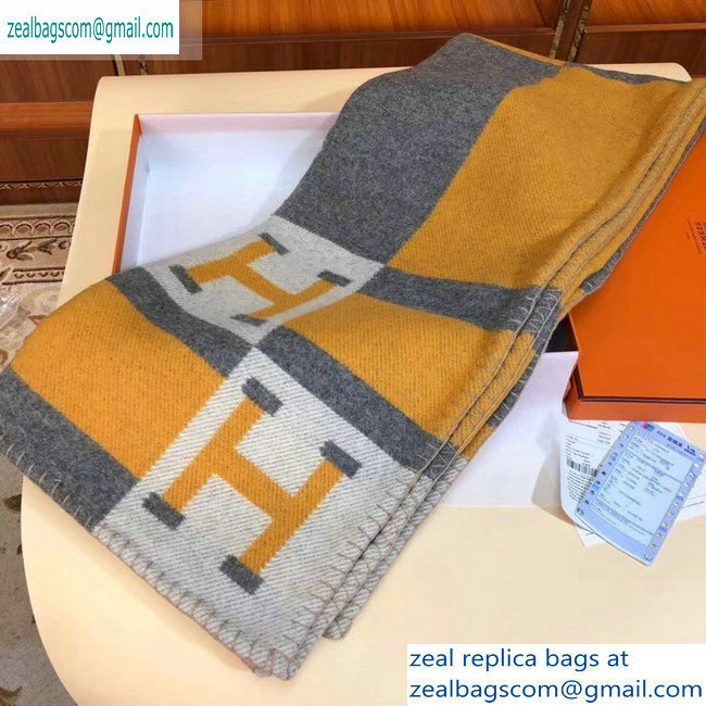 Hermes Avalon H Bayadere Throw Blanket Yellow/Gray