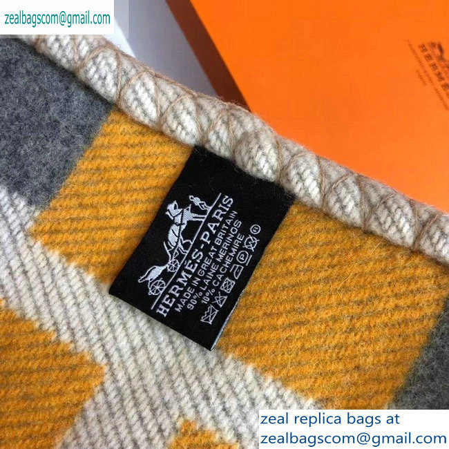 Hermes Avalon H Bayadere Throw Blanket Yellow/Gray - Click Image to Close