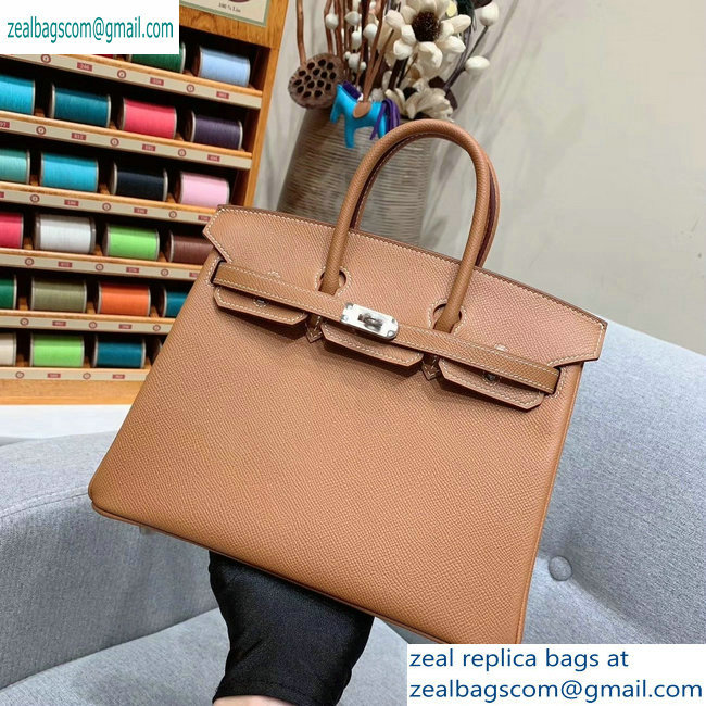 Hermes Birkin 25cm Bag in Original Epsom Leather Brown - Click Image to Close