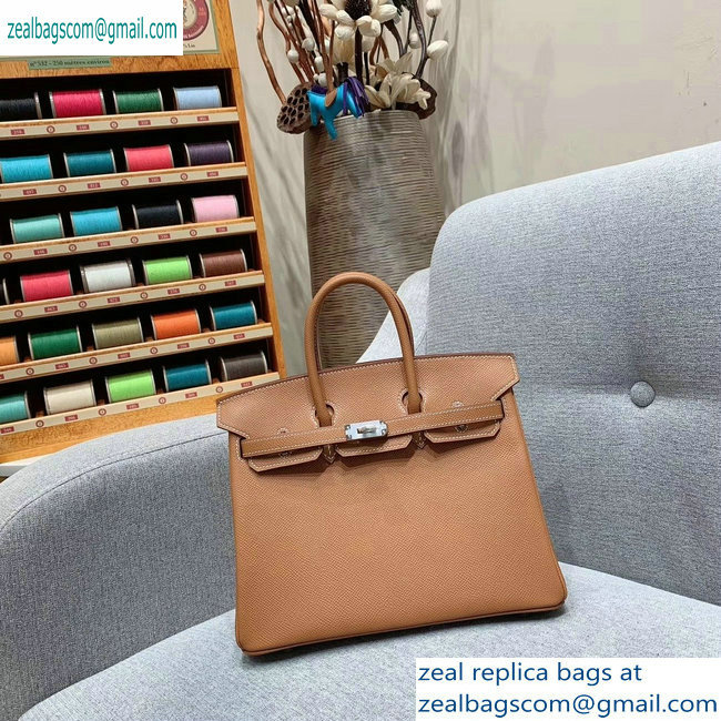 Hermes Birkin 25cm Bag in Original Epsom Leather Brown - Click Image to Close