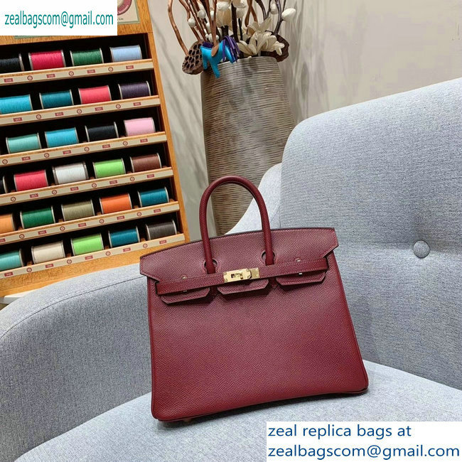 Hermes Birkin 25cm Bag in Original Epsom Leather Burgundy - Click Image to Close