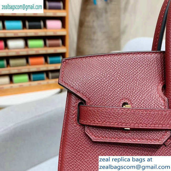 Hermes Birkin 25cm Bag in Original Epsom Leather Burgundy - Click Image to Close