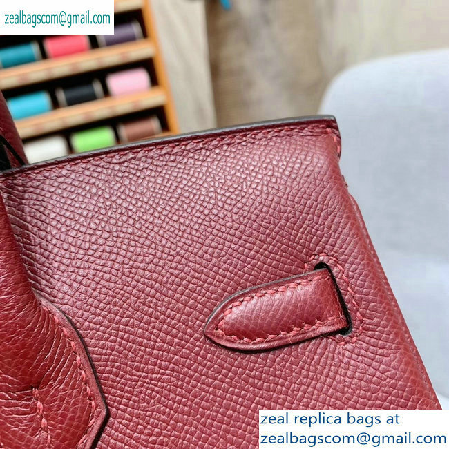 Hermes Birkin 25cm Bag in Original Epsom Leather Burgundy - Click Image to Close