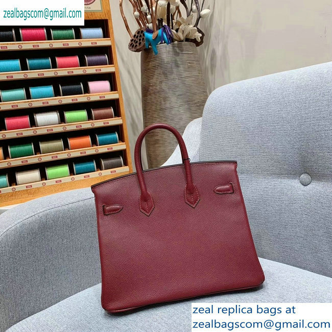 Hermes Birkin 25cm Bag in Original Epsom Leather Burgundy - Click Image to Close