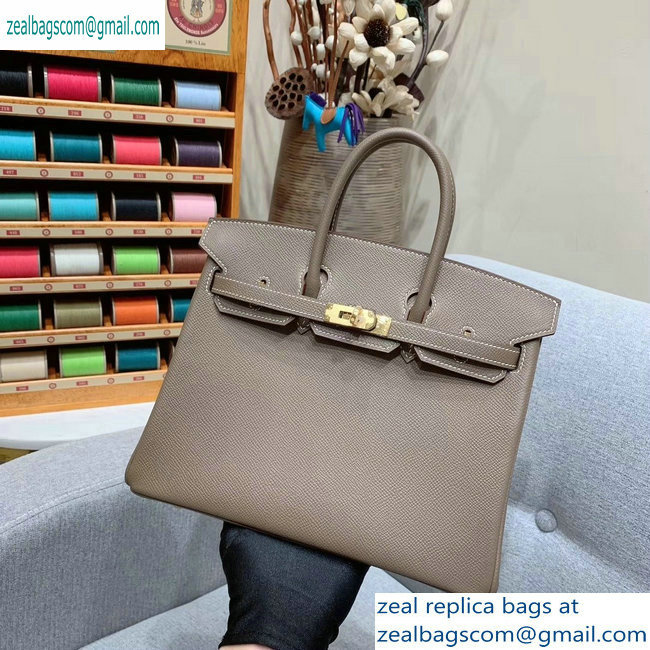 Hermes Birkin 25cm Bag in Original Epsom Leather Elephant Gray - Click Image to Close