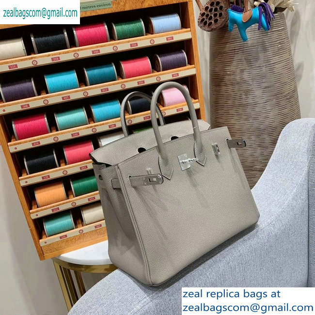 Hermes Birkin 25cm Bag in Original Epsom Leather Light Gray