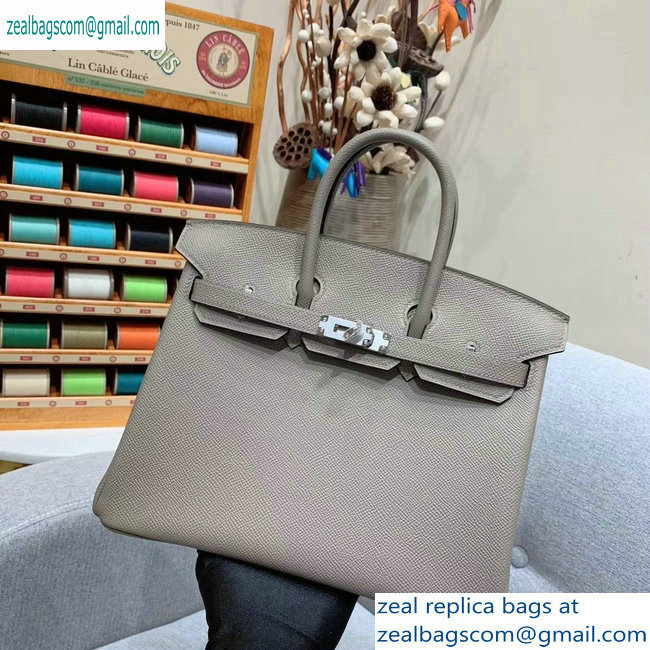 Hermes Birkin 25cm Bag in Original Epsom Leather Light Gray