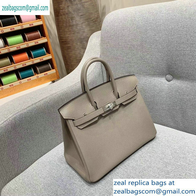 Hermes Birkin 25cm Bag in Original Epsom Leather Light Gray