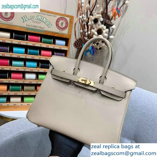 Hermes Birkin 25cm Bag in Original Epsom Leather Pale Gray