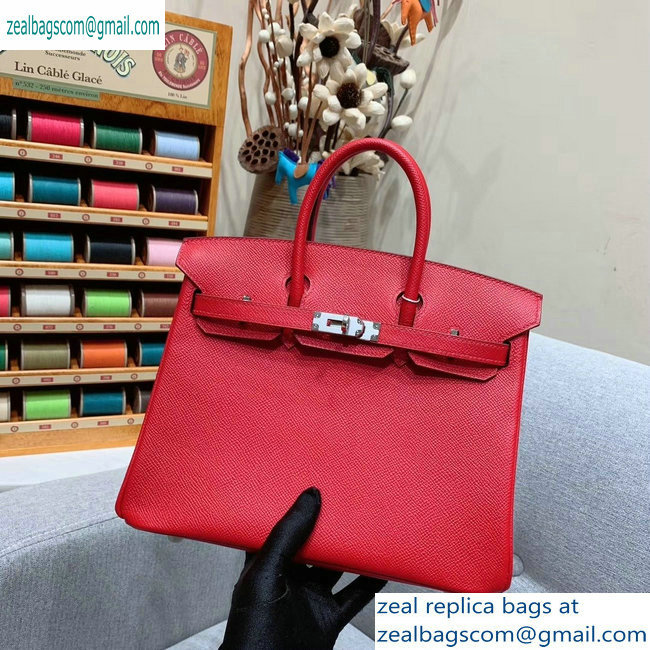 Hermes Birkin 25cm Bag in Original Epsom Leather Red - Click Image to Close