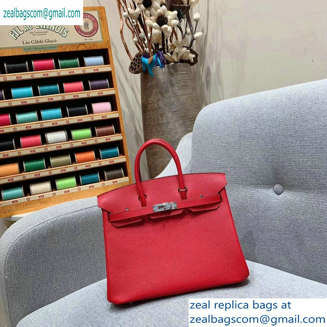 Hermes Birkin 25cm Bag in Original Epsom Leather Red - Click Image to Close