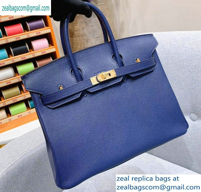 Hermes Birkin 25cm Bag in Original Epsom Leather Royal Blue - Click Image to Close