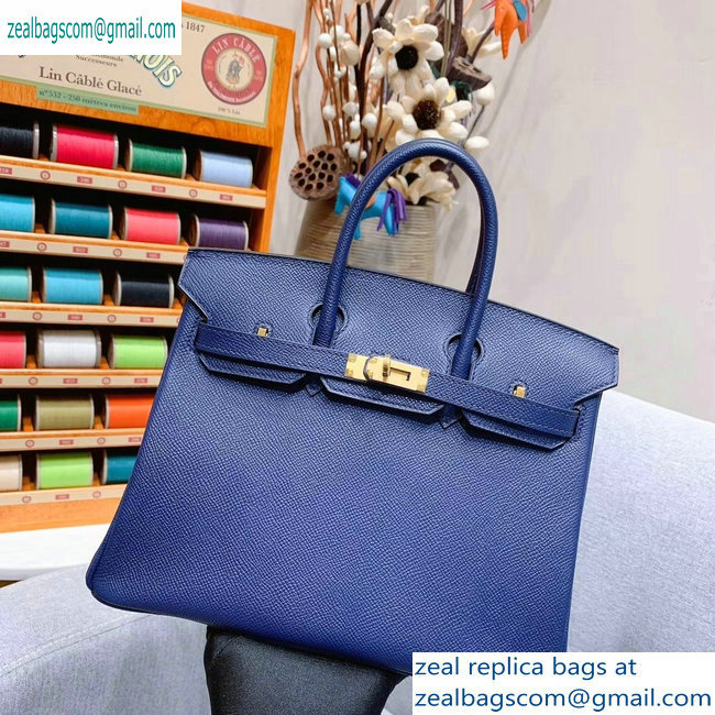 Hermes Birkin 25cm Bag in Original Epsom Leather Royal Blue - Click Image to Close